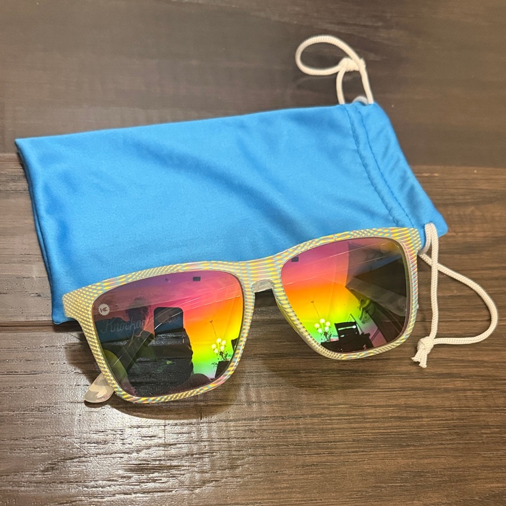 Knockaround Fast Lanes Limited Edition 
Clear White Multicolor RainbowSunglasses